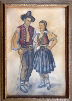 Josef Hlaváček - Mladý pár v kroji Josef Hlaváček - Mladý pár v kroji