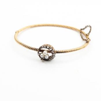 Zlatý secesní náramek s diamanty Zlatý secesní náramek s diamanty