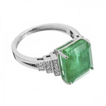 Zlatý prsten se smaragdem a brilianty Zlatý prsten se smaragdem a brilianty