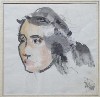 Alfred E. Adamek - Portrét dívky s vlajícími vlasy Alfred E. Adamek - Portrét dívky s vlajícími vlasy