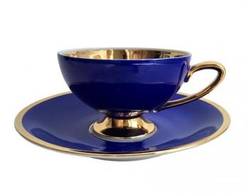 Starožitný moka šálek na nožce s podšálkem Starožitný moka šálek na nožce s podšálkem