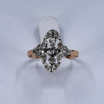 Zlatý art deco prsten s briliantem Zlatý art deco prsten s briliantem