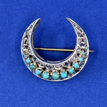 Zlatá brož s tyrkysy  Zlatá brož s tyrkysy