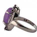 Stříbrný prsten s levandulovým jadeitem a ametysty Stříbrný prsten s levandulovým jadeitem a ametysty