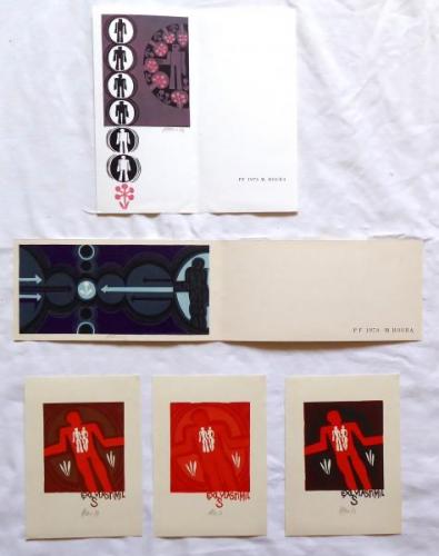 Miroslav Houra - 3x Ex libris Vlastimil, PF 1974,  Miroslav Houra - 3x Ex libris Vlastimil, PF 1974,