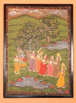 Indická malba na hedvábí Tanka 109,5 X 80,5 cm Indická malba na hedvábí Tanka 109,5 X 80,5 cm