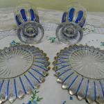 Modré Sklenice Grogovky s talířky Modré Sklenice Grogovky s talířky