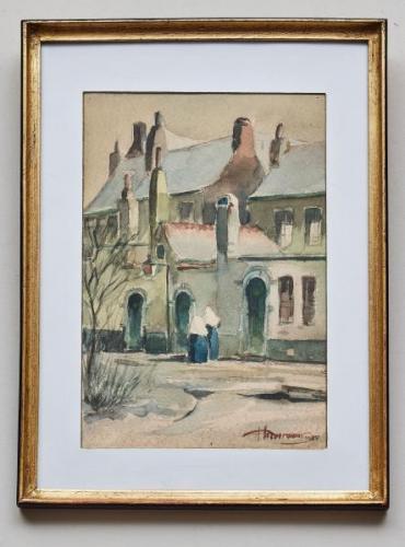 Jeptišky před klášterem akvarel 49 X 36 cm Jeptišky před klášterem akvarel 49 X 36 cm