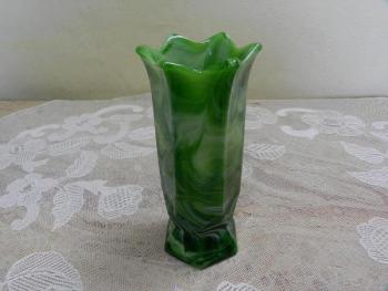 Art deco zelená žíhaná váza - Čechy Art deco zelená žíhaná váza - Čechy