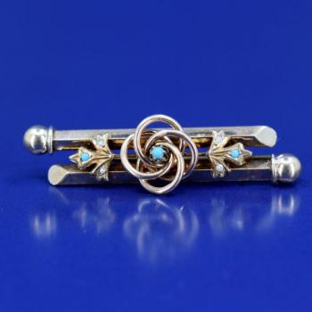 Zlatá brož s tyrkysy Zlatá brož s tyrkysy