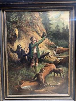 Obraz s loveckým motivem  Obraz s loveckým motivem