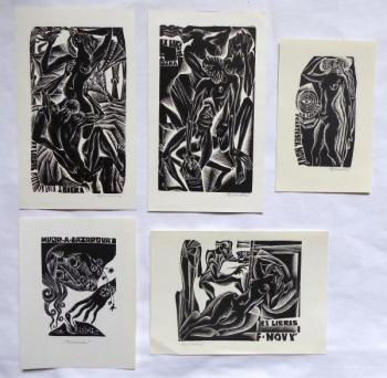Anna Grmelová - Pět ex libris ( 2x J. Bílka, 2x F. Anna Grmelová - Pět ex libris ( 2x J. Bílka, 2x F.