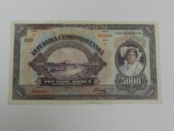 Bankovka, 5000 Korun, 1920, specimen, série C Bankovka, 5000 Korun, 1920, specimen, série C
