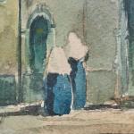 Jeptišky před klášterem akvarel 49 X 36 cm Jeptišky před klášterem akvarel 49 X 36 cm