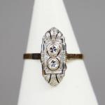Zlatý art deco prsten s diamanty Zlatý art deco prsten s diamanty