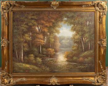 56. Podzimní lesní krajina s řekou 56. Podzimní lesní krajina s řekou