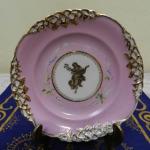 Párové růžové zlacené talíře Párové růžové zlacené talíře