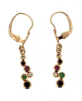 Zlaté ”bublinkové” náušnice s drahokamy Zlaté ”bublinkové” náušnice s drahokamy