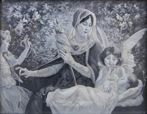 Gobelín - Anděl opatrující matku s dětmi (Francie) Gobelín - Anděl opatrující matku s dětmi (Francie)