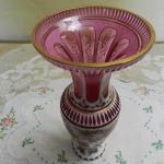 Broušená malovaná váza, přejímané sklo Broušená malovaná váza, přejímané sklo