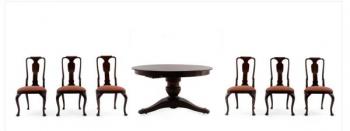 Kulatý stůl jídelní rozkládací se 6 židlemi Kulatý stůl jídelní rozkládací se 6 židlemi