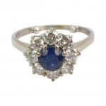 Briliantový prsten s přírodním safírem Briliantový prsten s přírodním safírem