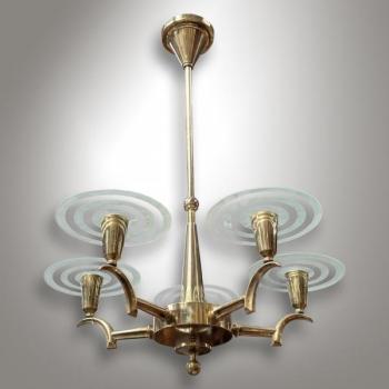 Mosazný lustr Art-Deco / T 5106 Mosazný lustr Art-Deco / T 5106