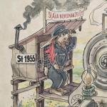 Akvarel + fotografie, sign. Laupy, dat. 1955  Akvarel + fotografie, sign. Laupy, dat. 1955