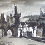 Rubeš - Na Karlově mostě s výhledem na Hradčany Rubeš - Na Karlově mostě s výhledem na Hradčany