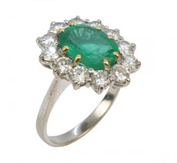 Briliantový prsten se zářivým smaragdem Briliantový prsten se zářivým smaragdem