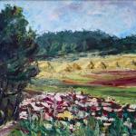 Signatura nečitelná - Krajina s vlčími máky a snop Signatura nečitelná - Krajina s vlčími máky a snop