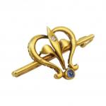 Starožitná zlatá brož s diamantem Starožitná zlatá brož s diamantem