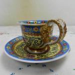 Porcelánový empírový hrnek s podšálkem - Vídeň Porcelánový empírový hrnek s podšálkem - Vídeň