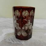 Zlacená sklenice, rubínová lazura - 19. stol. Zlacená sklenice, rubínová lazura - 19. stol.