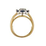Zlatý prsten s přírodním diamantem a safíry Zlatý prsten s přírodním diamantem a safíry