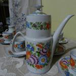 Kávový malovaný servis 6 osob květy Chodsko Kávový malovaný servis 6 osob květy Chodsko