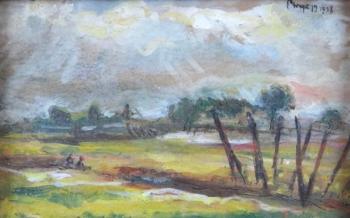 Alois Pitrmann - Krajina se stromy a sedícími pos Alois Pitrmann - Krajina se stromy a sedícími pos