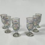 Sklenice 6 ks, sklo čiré, matované, malované, zlacené, 1935 Sklenice 6 ks, sklo čiré, matované, malované, zlacené, 1935