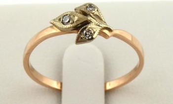Zlatý jemný dívčí prsten s diamanty Zlatý jemný dívčí prsten s diamanty