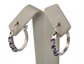 Stříbrné náušnice kroužky s tanzanity Stříbrné náušnice kroužky s tanzanity