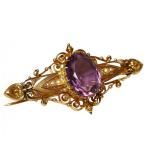 Zlatá brož s ametystem Zlatá brož s ametystem