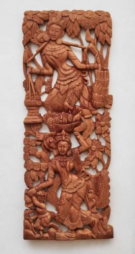 Vřezávaný dřevěný panel z Bali Vřezávaný dřevěný panel z Bali