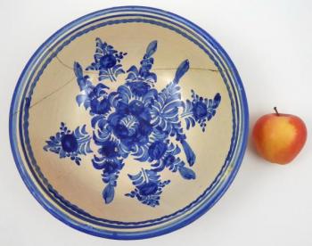 Velká fajánsová mísa s kobaltem - Dechtice Velká fajánsová mísa s kobaltem - Dechtice