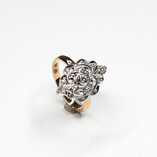 Starožitný zlatý prsten s brilianty Starožitný zlatý prsten s brilianty