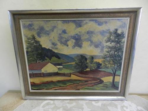 Obraz, krajina, olej na plátně, signováno Obraz, krajina, olej na plátně, signováno