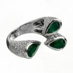 Designový zlatý prsten se smaragdy a brilianty Designový zlatý prsten se smaragdy a brilianty