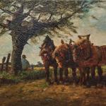 Olejomalba – Sedlák s koňmi při odpočinku Olejomalba – Sedlák s koňmi při odpočinku