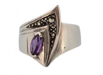 Autorský stříbrný prsten art deco s ametystem Autorský stříbrný prsten art deco s ametystem