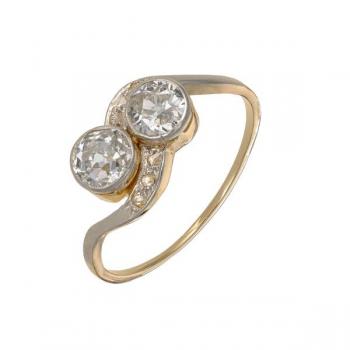 Zlatý prsten s přírodními diamanty Art Deco Zlatý prsten s přírodními diamanty Art Deco