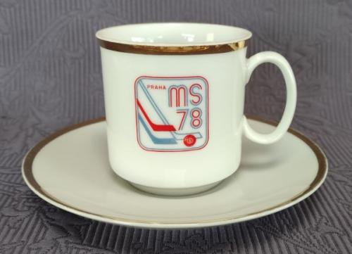 Šálek s podšálkem MS Praha 1978, zn. Loučky  Šálek s podšálkem MS Praha 1978, zn. Loučky